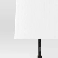 22.5"x7" Square Base Stick Lamp With USB Black - Threshold™: Modern Desk Lighting, ETL Listed, Linen Shade -Shine Light World GUEST 0e0fad83 a9be 44f7 a295 f72fece38f7f