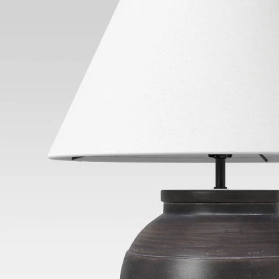 21.25"x17" Large Ceramic Table Lamp Black - Threshold™: Embossed Detail, No Assembly Required 2 21.25"x17" Large Ceramic Table Lamp Black - Threshold™: Embossed Detail, No Assembly Required - Image 2