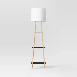 Shelf Floor Lamp Black/Natural - Threshold™ -Shine Light World GUEST 1350825a 18e5 4036 8b1f 9e557d0454aa