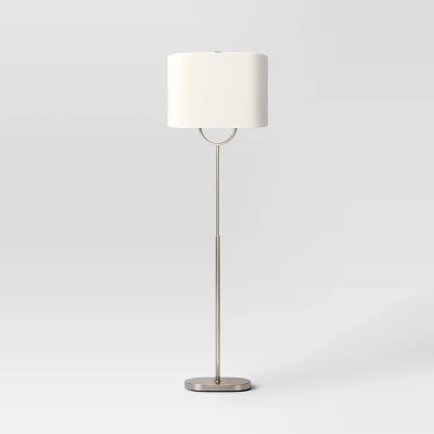 Modern Ring Floor Lamp Brushed Nickel Finish - Threshold™: ETL Listed, Cotton/Polyester Shade, Metal Body 1 Modern Ring Floor Lamp Brushed Nickel Finish - Threshold™: ETL Listed, Cotton/Polyester Shade, Metal Body
