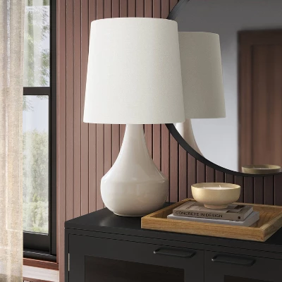 21.75"x11.5" Montreal Wren Assembled Table Lamp White - Threshold™: Ceramic Base, No Assembly Required 2 21.75"x11.5" Montreal Wren Assembled Table Lamp White - Threshold™: Ceramic Base, No Assembly Required - Image 2