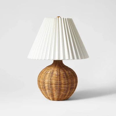 Natural Wicker Table Lamp Brown - Threshold™ Designed With Studio McGee: Chic Pleated Drum Shade, ETL Listed 1 Natural Wicker Table Lamp Brown - Threshold™ Designed With Studio McGee: Chic Pleated Drum Shade, ETL Listed