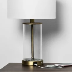 Fillable Accent With USB Table Lamp Brass - Threshold™ -Shine Light World GUEST 4230aee3 786a 4bde a46a 8ba460f4ad48