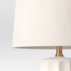 24.75"x13" Ribbed Ceramic Table Lamp Cream - Threshold™: Bedside, Nightstand, No Assembly Required -Shine Light World GUEST 63f45e03 e589 4143 aca6 a7dcb7fccaab