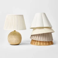 Round Faux Wood Lamp Base Brown - Threshold™ Designed With Studio McGee -Shine Light World GUEST 64e55bef fd98 4da8 8608 17cd78b2c29f