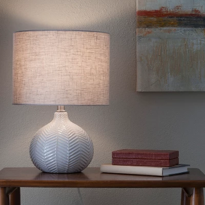 Textured Ceramic Accent Lamp Cream - Threshold™: Herringbone Pattern, No Bulb Included, UL Listed 2 Textured Ceramic Accent Lamp Cream - Threshold™: Herringbone Pattern, No Bulb Included, UL Listed - Image 2