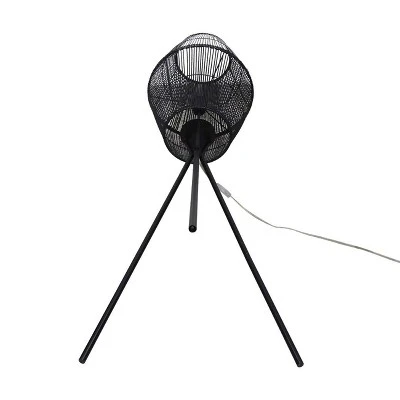 Diamond Tripod Floor Lamp Black With Rattan Shade (Includes LED Light Bulb) - Threshold™: Nautical Standing Illumination 7 Diamond Tripod Floor Lamp Black With Rattan Shade (Includes LED Light Bulb) - Threshold™: Nautical Standing Illumination - Image 7