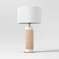 Ceramic Table Lamp With Natural Wrap White - Threshold™ -Shine Light World GUEST b631c81c 33d1 4715 9813 066da6c38938