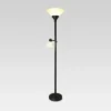 Mother Daughter Torchiere Floor Lamp Black With Glass Shade - Threshold™: Metal Body, ETL Listed, Dimmable