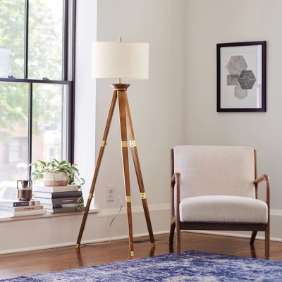 60"x16" Tripod Floor Lamp Oak Tone Wooden Finish - Threshold™: Elegant Standing Lighting, 3-Way Switch, UL Listed 6 60"x16" Tripod Floor Lamp Oak Tone Wooden Finish - Threshold™: Elegant Standing Lighting, 3-Way Switch, UL Listed - Image 6
