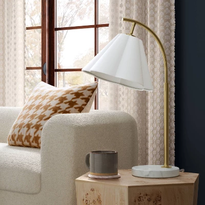 Scalloped Shade Table Lamp With Marble Base White - Threshold™ 2 Scalloped Shade Table Lamp With Marble Base White - Threshold™ - Image 2