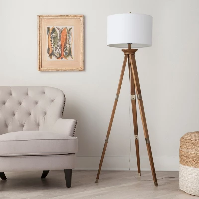 Oak Wood Tripod Floor Lamp Dark Brown - Threshold™ 2 Oak Wood Tripod Floor Lamp Dark Brown - Threshold™ - Image 2