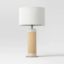 Ceramic Table Lamp With Natural Wrap White - Threshold™ -Shine Light World GUEST e01250f9 e0e6 4ca1 99cd e9e54fdd259d