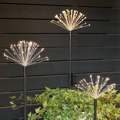 3pk Starburst Dandelion Sprig Battery LED Outdoor Light Stakes Black/White - Threshold™ 1 3pk Starburst Dandelion Sprig Battery LED Outdoor Light Stakes Black/White - Threshold™
